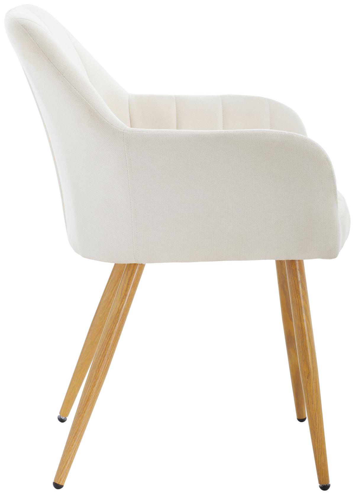 KRZESŁO Z PODŁOKIETNIKAMI DROPS - beżowy/kolor dębowy, Modern, metal/tkanina (57/82/60cm) - MID.YOU