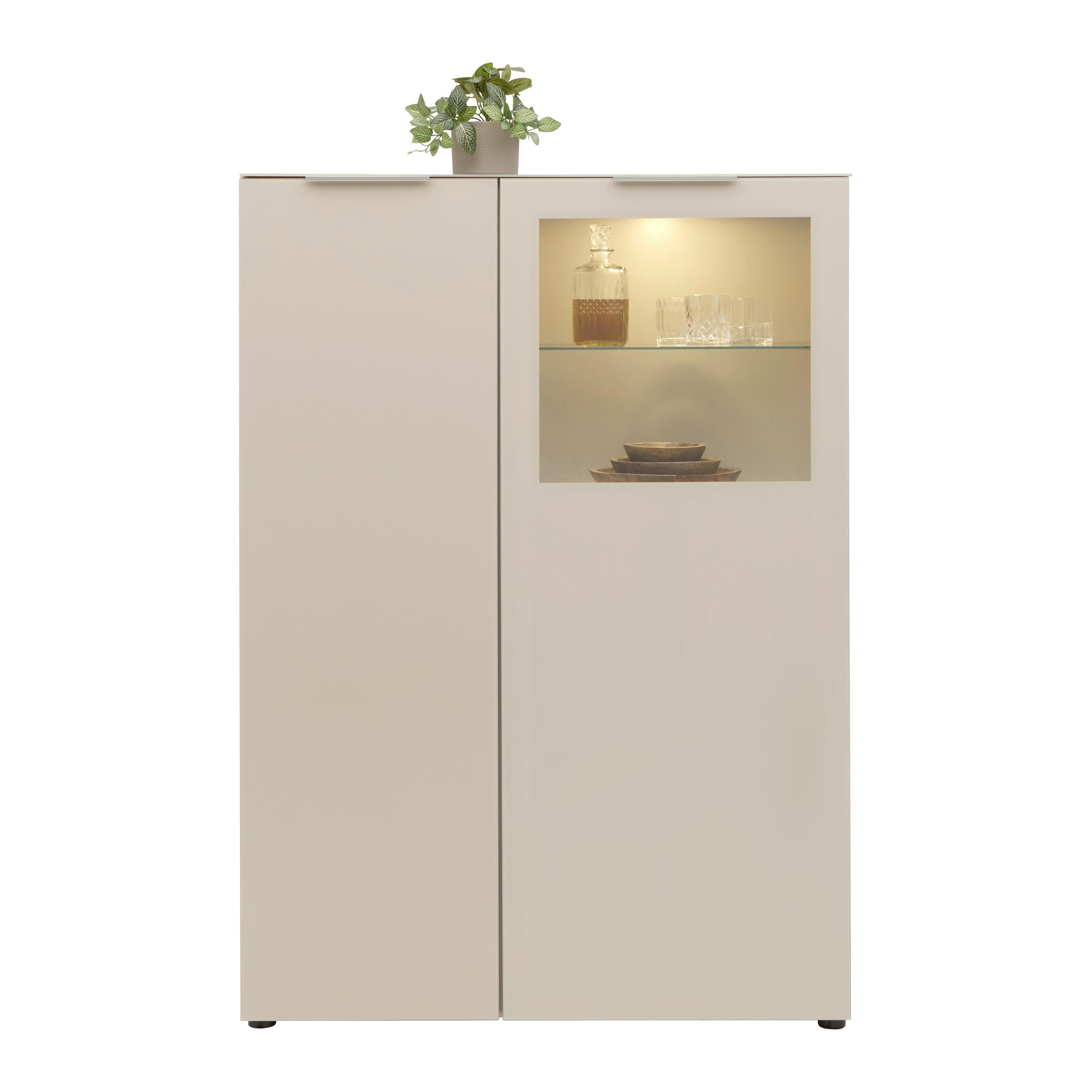 Vitrine Siena Kaschmir - Chromfarben/Kaschmir, MODERN, Glas/Holzwerkstoff (105/151/40cm) - Premium Living