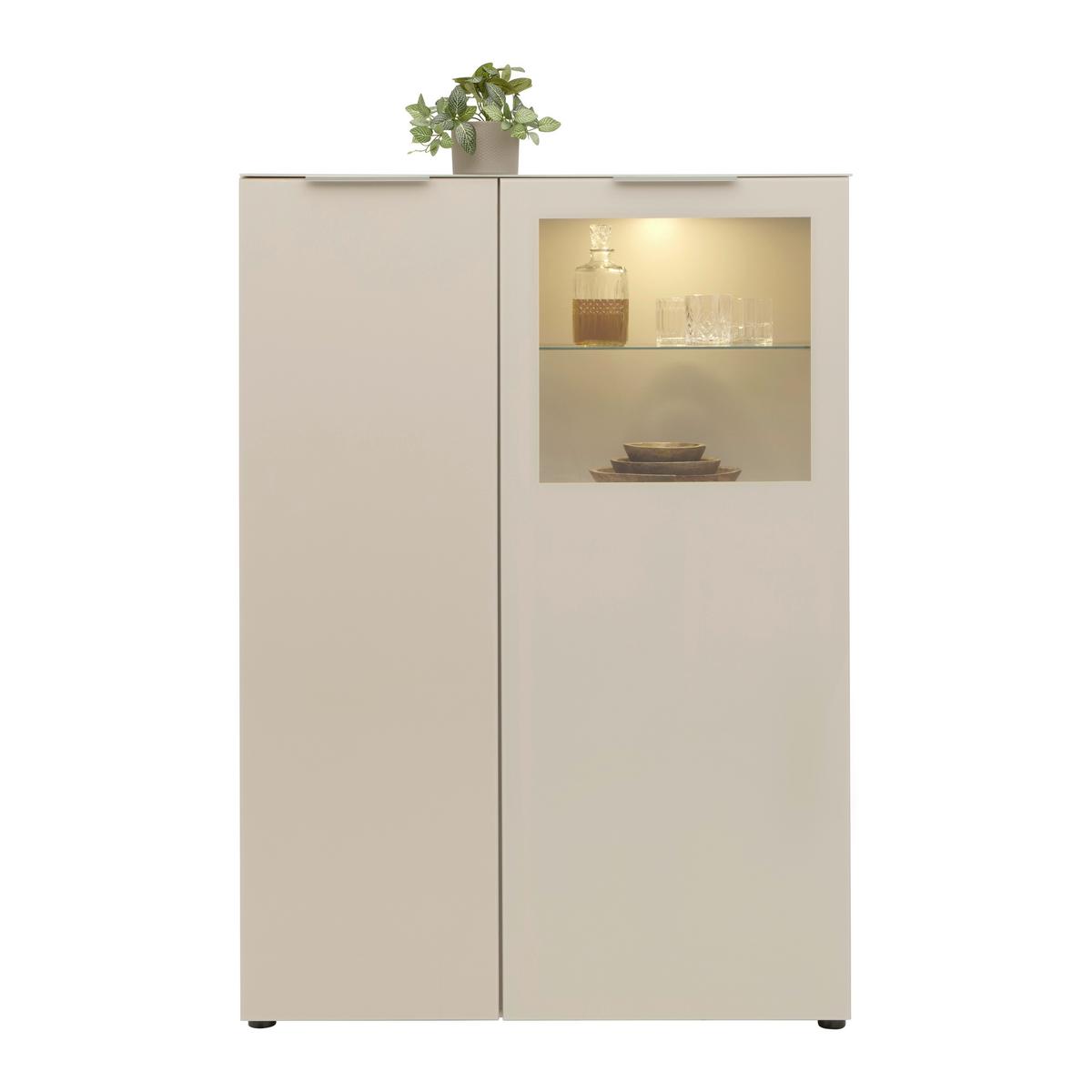 Vitrine Siena Kaschmir - Chromfarben/Kaschmir, MODERN, Glas/Holzwerkstoff (105/151/40cm) - Premium Living