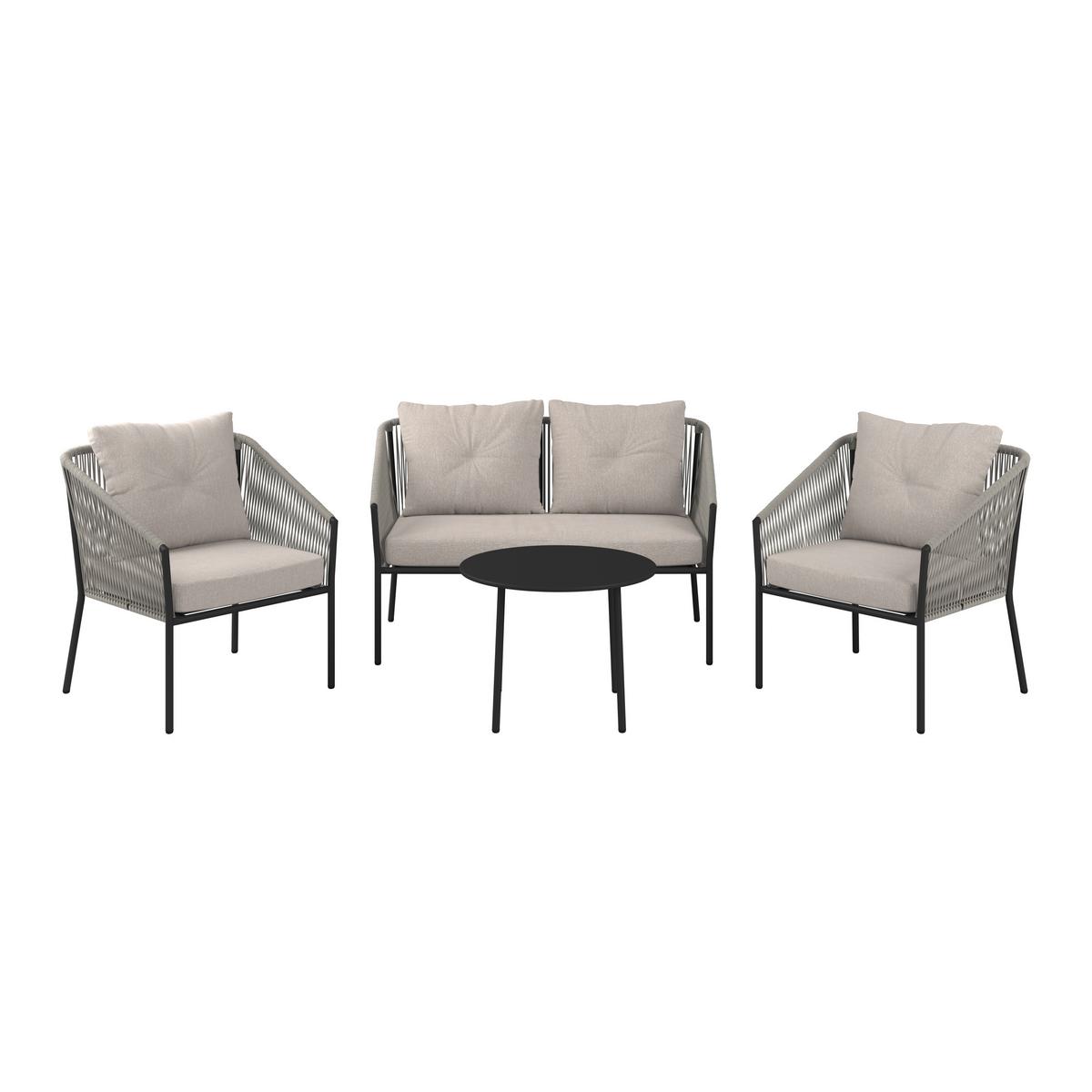 Set grădină Reini - gri deschis/bej, Modern, metal/textil (120/74/68cm) - Mömax