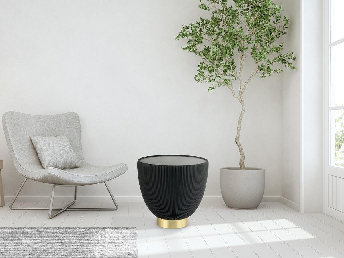 BEISTELLTISCH JOKAI 125 SCHWARZ - Goldfarben/Schwarz, Design, Textil/Stein (47/45cm) - Kayoom