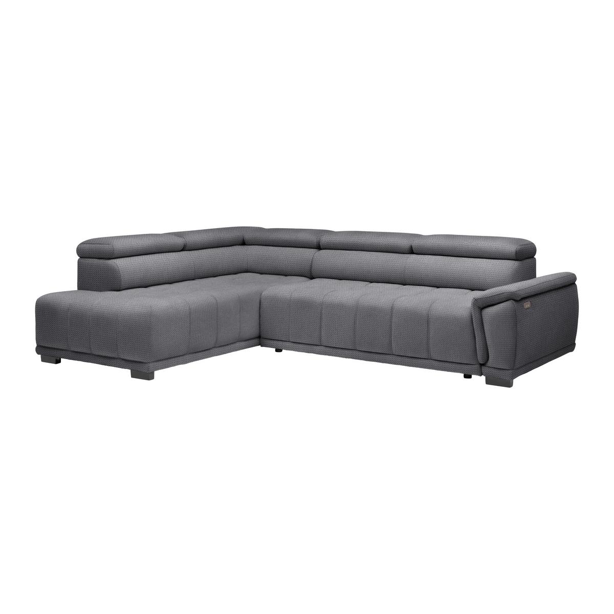 Ecksofa Gremio Links Blaugrau - Blaugrau/Schwarz, MODERN, Kunststoff/Textil (106/77-100/283-206cm) - Premium Living