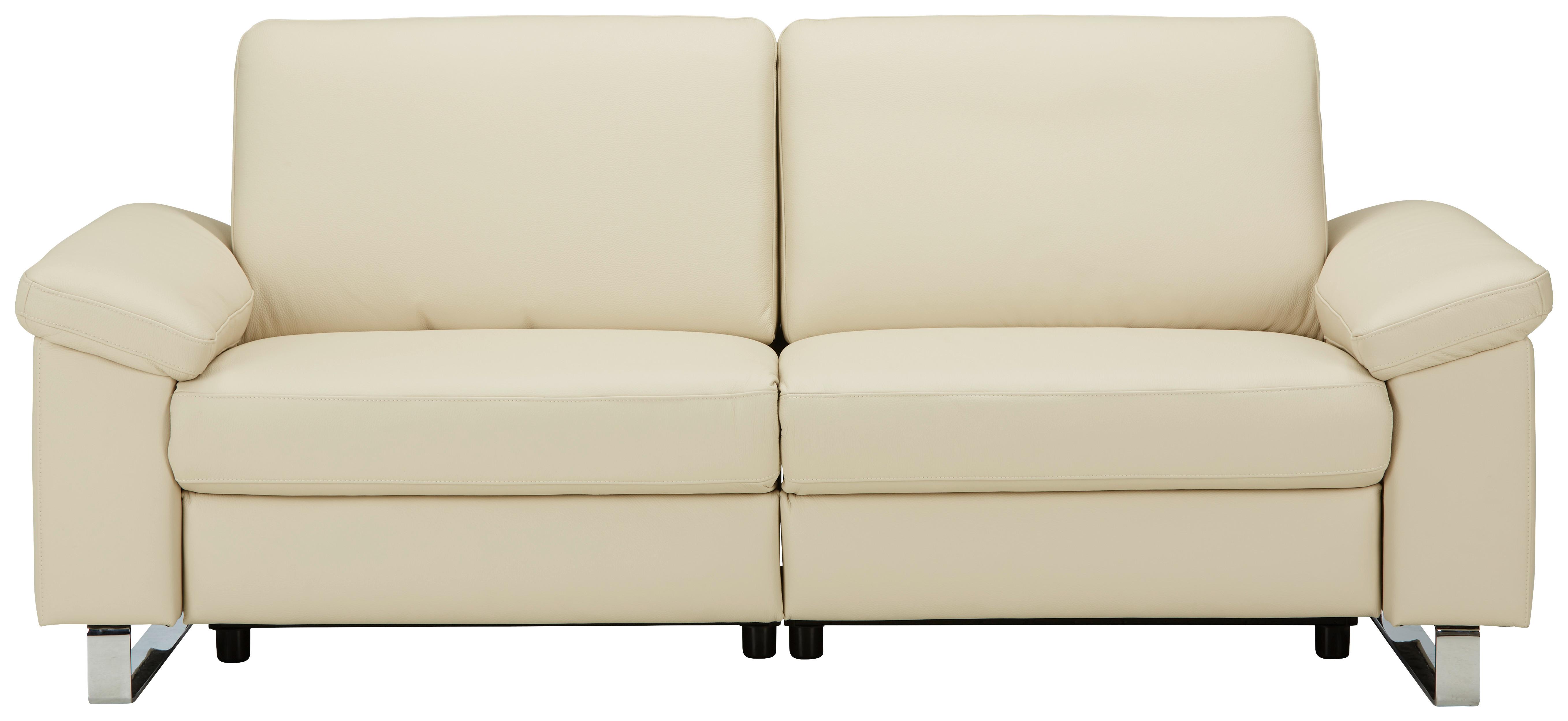 3-Sitzer-Sofa Carvara in Beige - Chromfarben/Beige, KONVENTIONELL, Leder/Metall (208/89/96cm) - Premium Living