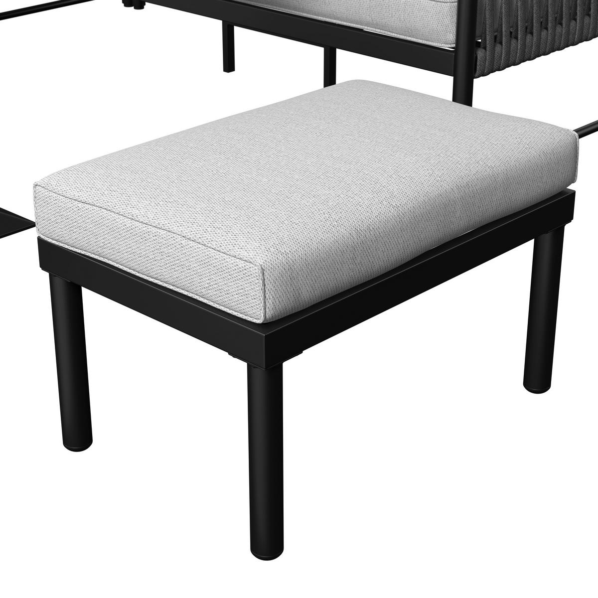 Dining-Loungeset Polly Hellgrau Outdoorstoff/Metall - Dunkelgrau/Hellgrau, MODERN, Kunststoff/Textil - Bessagi Garden