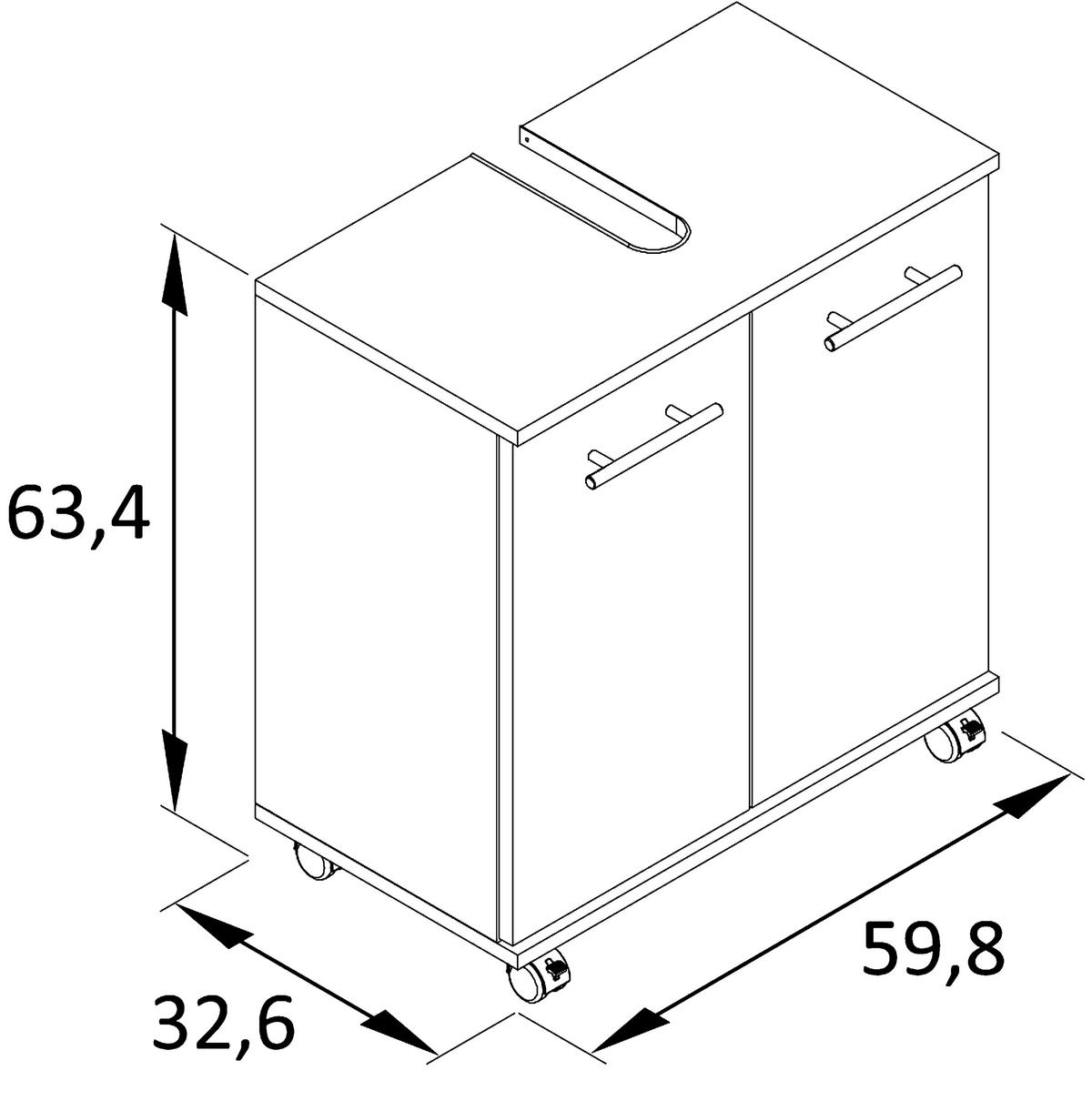 Omarica Za Pod Umivalnik Emmi, Bela - barve nerjavečega jekla/siva, Konvencionalno, kovina/umetna masa (60/63,4/32,6cm) - Stylife