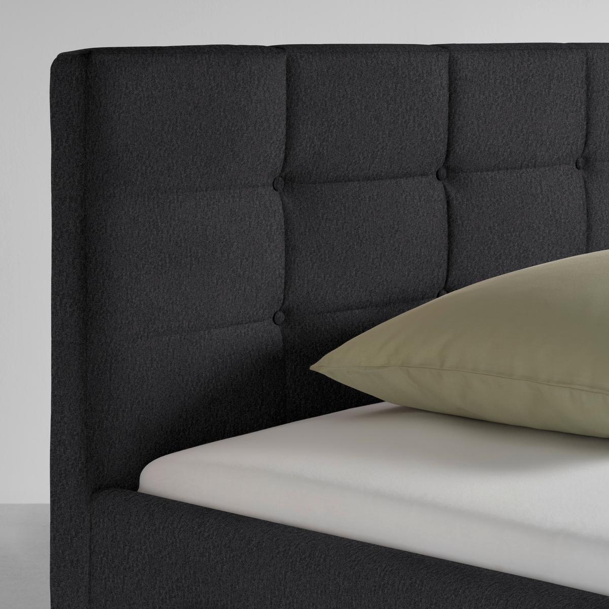 Polsterbett Nelo Dunkelgrau ca. 140x200cm - Dunkelgrau/Schwarz, KONVENTIONELL, Kunststoff/Textil (140/200cm) - Mömax