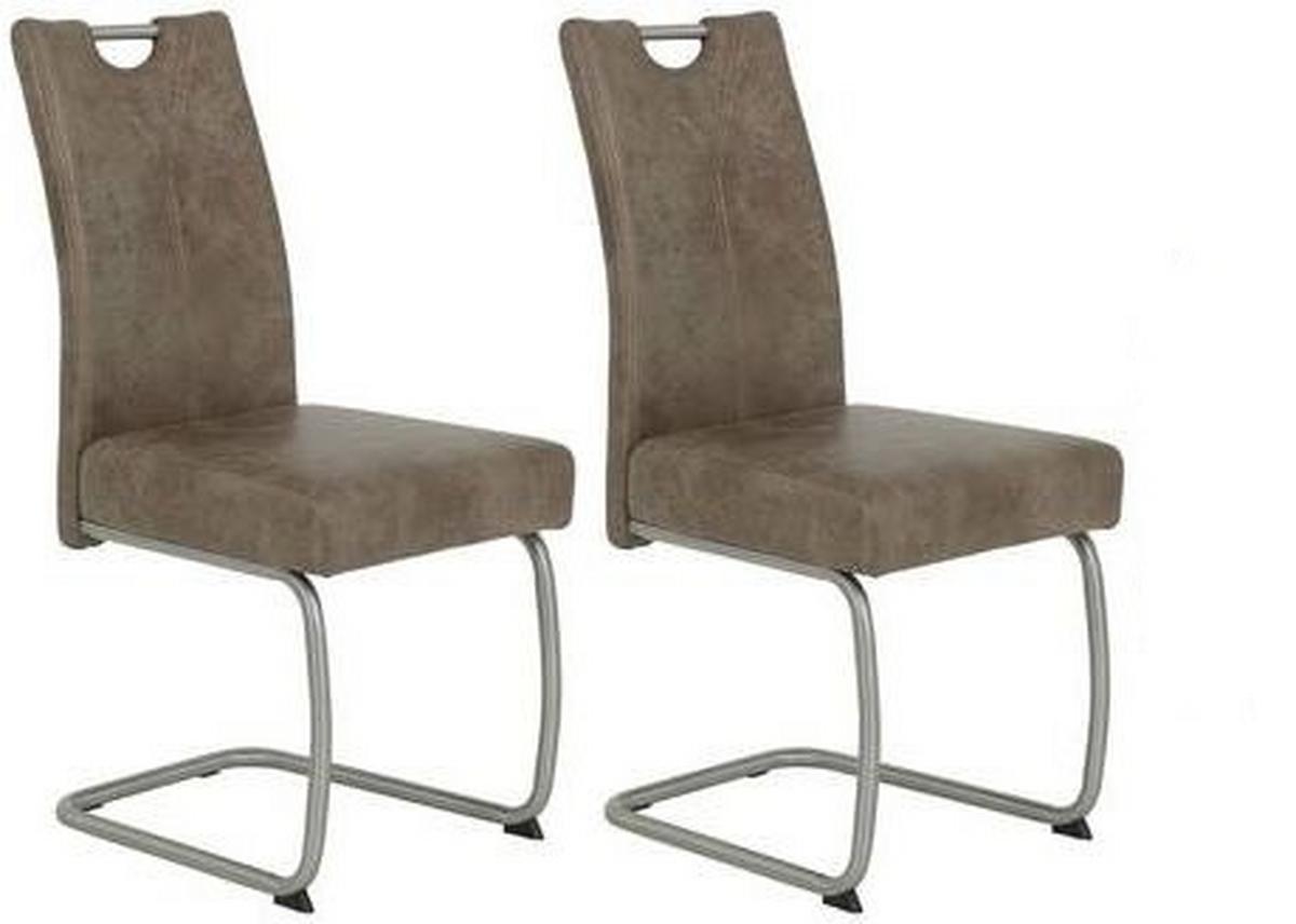 Schwingstuhl-Set Sophia 2er-Set ca. 43x99 cm Schlamm - Schlammfarben/Edelstahlfarben, MODERN, Textil/Metall (43/99/58cm) - MID.YOU