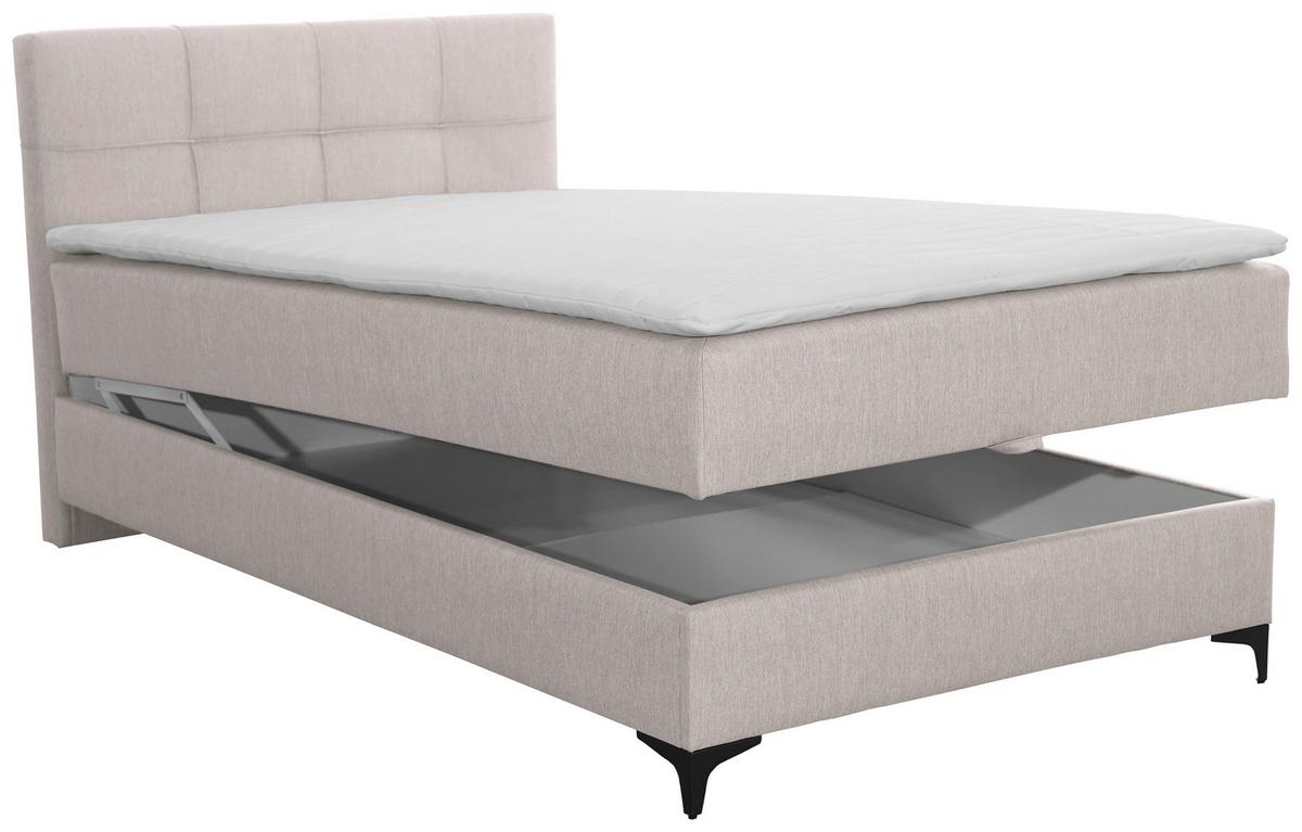 Oblazinjena Postelja Freddie, Bež, 100x200 - črna/bež, Konvencionalno, kovina/tekstil (100/200cm) - Mömax