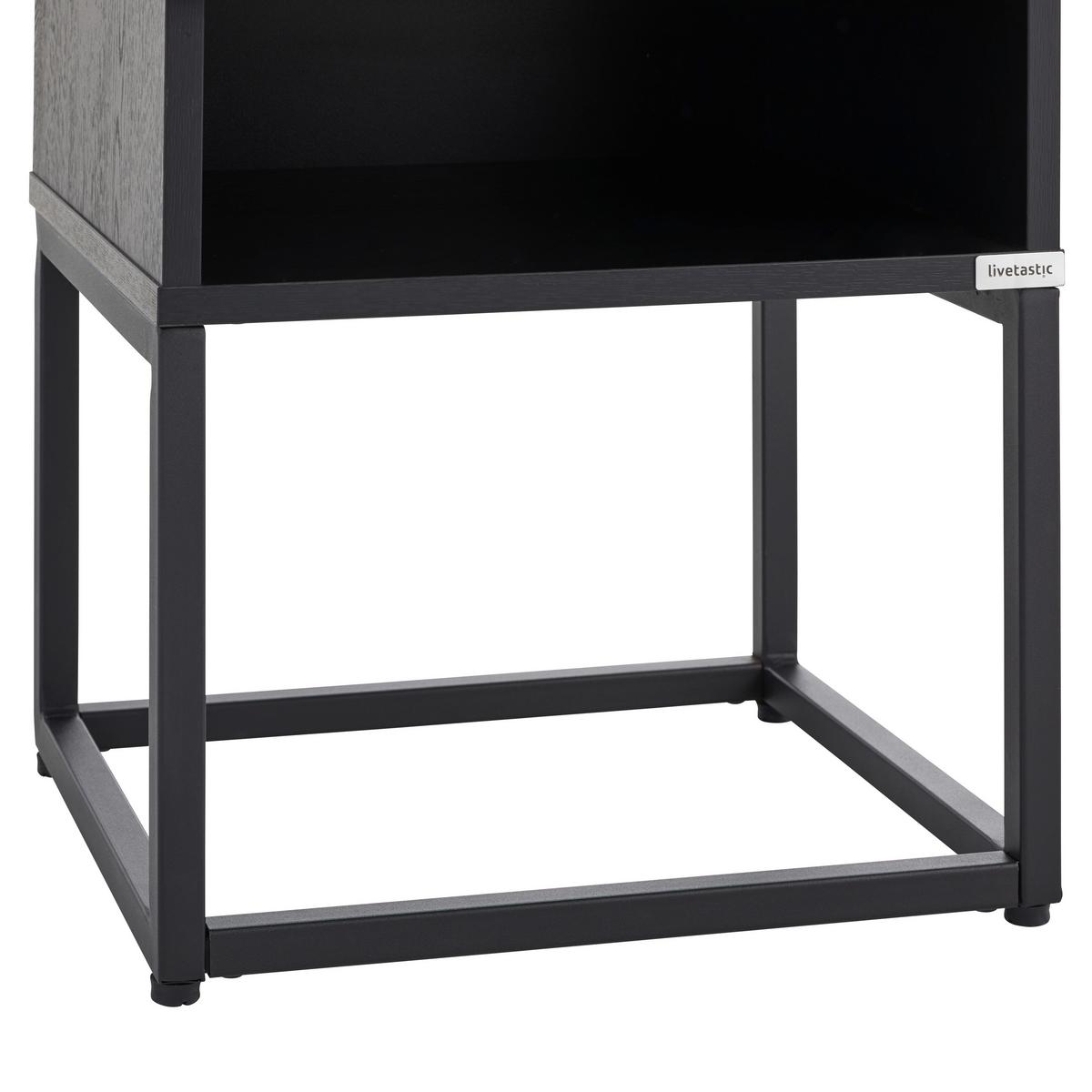 SZAFKA NOCNA AMSTERN S02 BLACK - czarny, Modern, materiał drewnopochodny/metal (40/55/35cm) - Livetastic