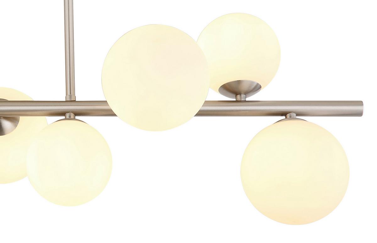 LED-DECKENLEUCHTE 56140-9D - Opal/Nickelfarben, Konventionell, Glas/Metall (87/28/37cm) - Globo