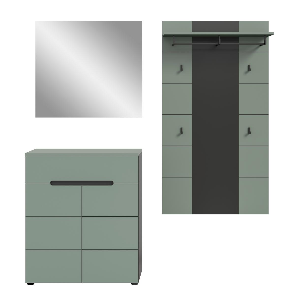 Predsoba Canu, Sivozelena, 3-Delna - siva/sivozelena, Design, leseni material (175/190/37cm) - Livetastic