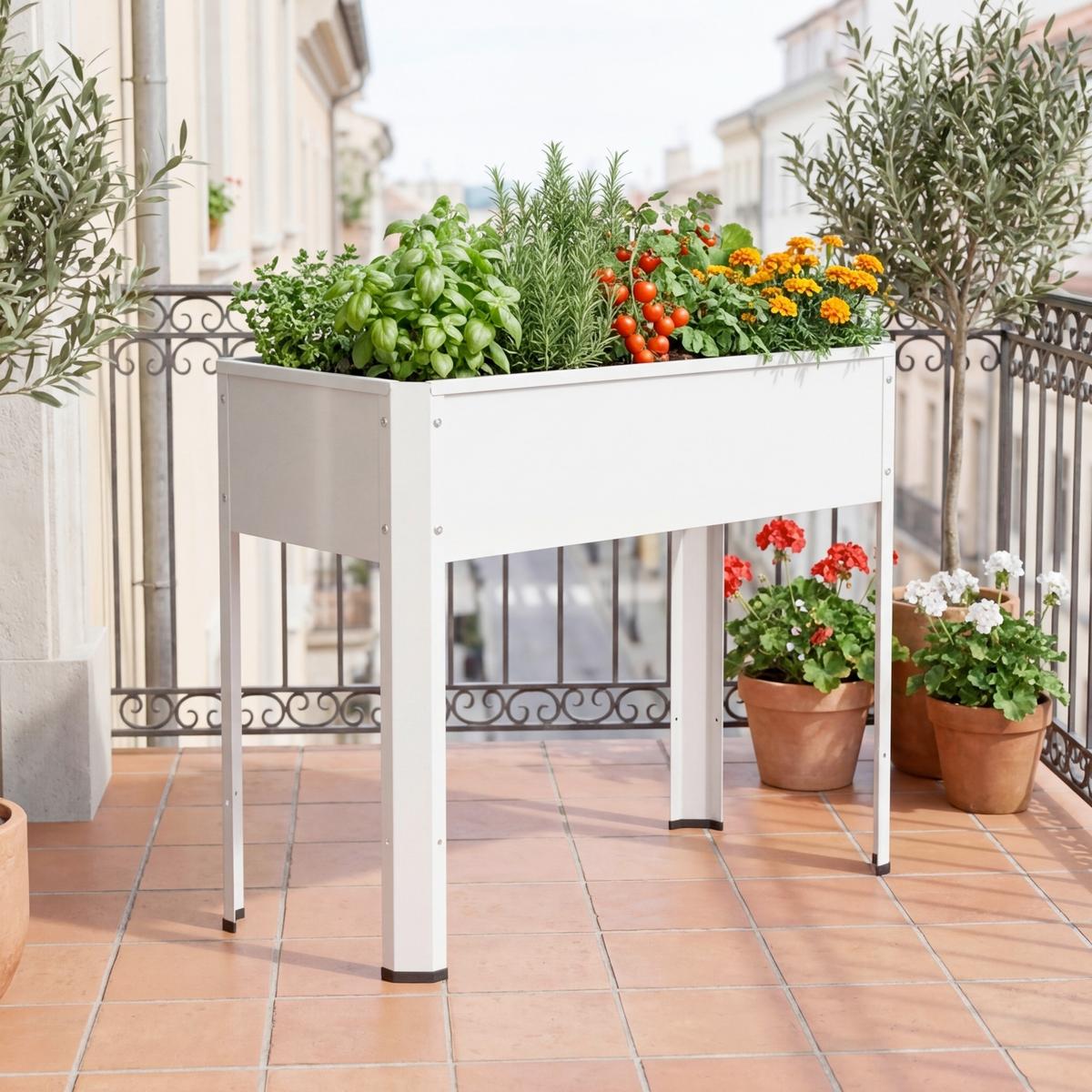 Hochbeet Vcm Hochbeet "balora L" - Weiss, Modern, Metall (80/80/35cm)