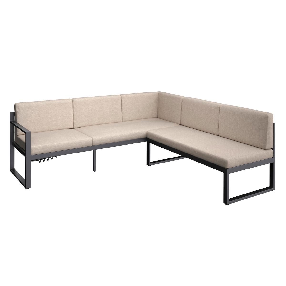 Lounge Garnitura Genf, Siva, 5-Delno - siva/svetlo siva, Moderno, kovina/steklo (213/136cm) - Beldano