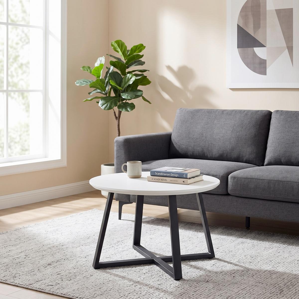 Stolić Brava - bijela/crna, Moderno, drvni materijal/metal (70/45cm) - Modern Living