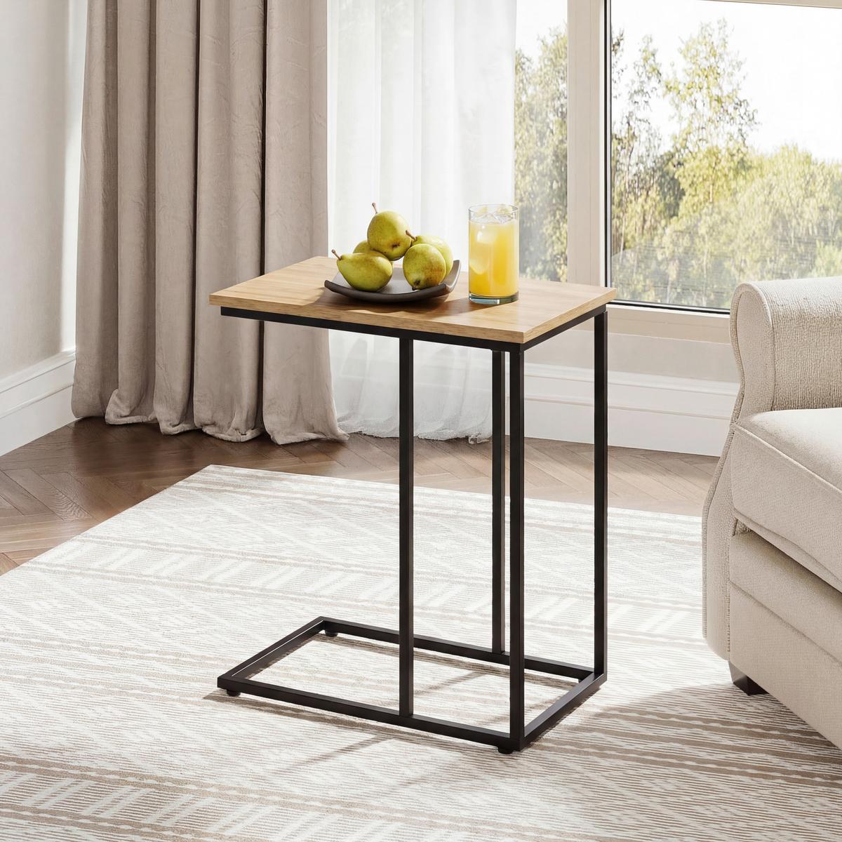 Stočić Ludwig - prirodna boja/crna, Moderno, metal/pločasti materijal (30/59/50cm) - Modern Living
