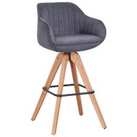 Barhocker in Grau/Eichefarben - Eichefarben/Grau, Design, Holz/Textil (56/100,5/56cm) - Zandiara