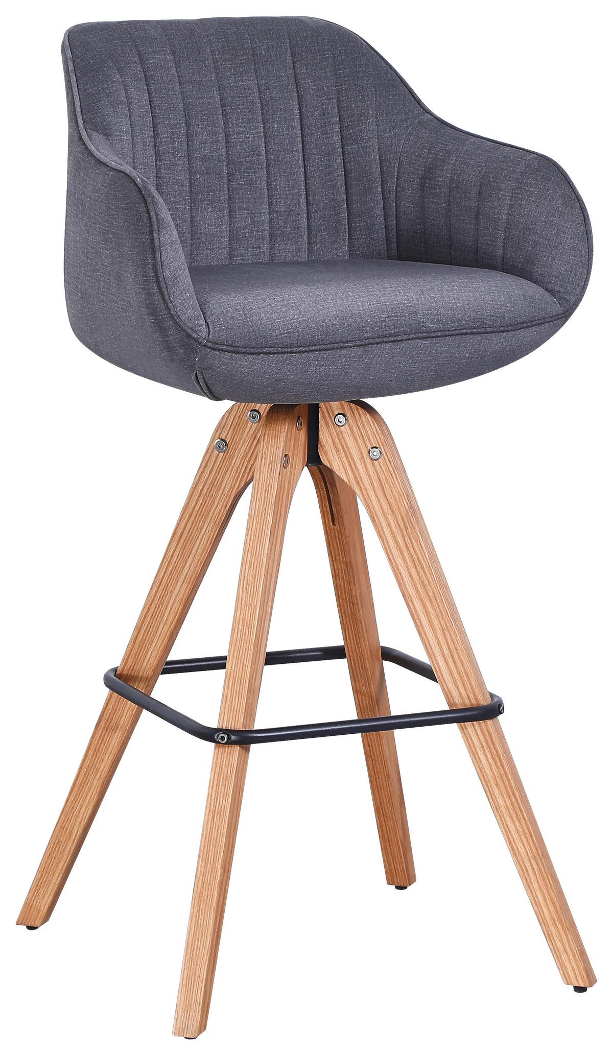 Barhocker in Grau/Eichefarben - Eichefarben/Grau, Design, Holz/Textil (56/100,5/56cm) - Zandiara