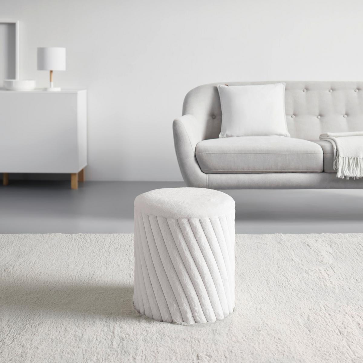 Hocker Cady Weiß - Weiß, ROMANTIK / LANDHAUS, Holzwerkstoff/Textil (37/40/37cm) - Mömax