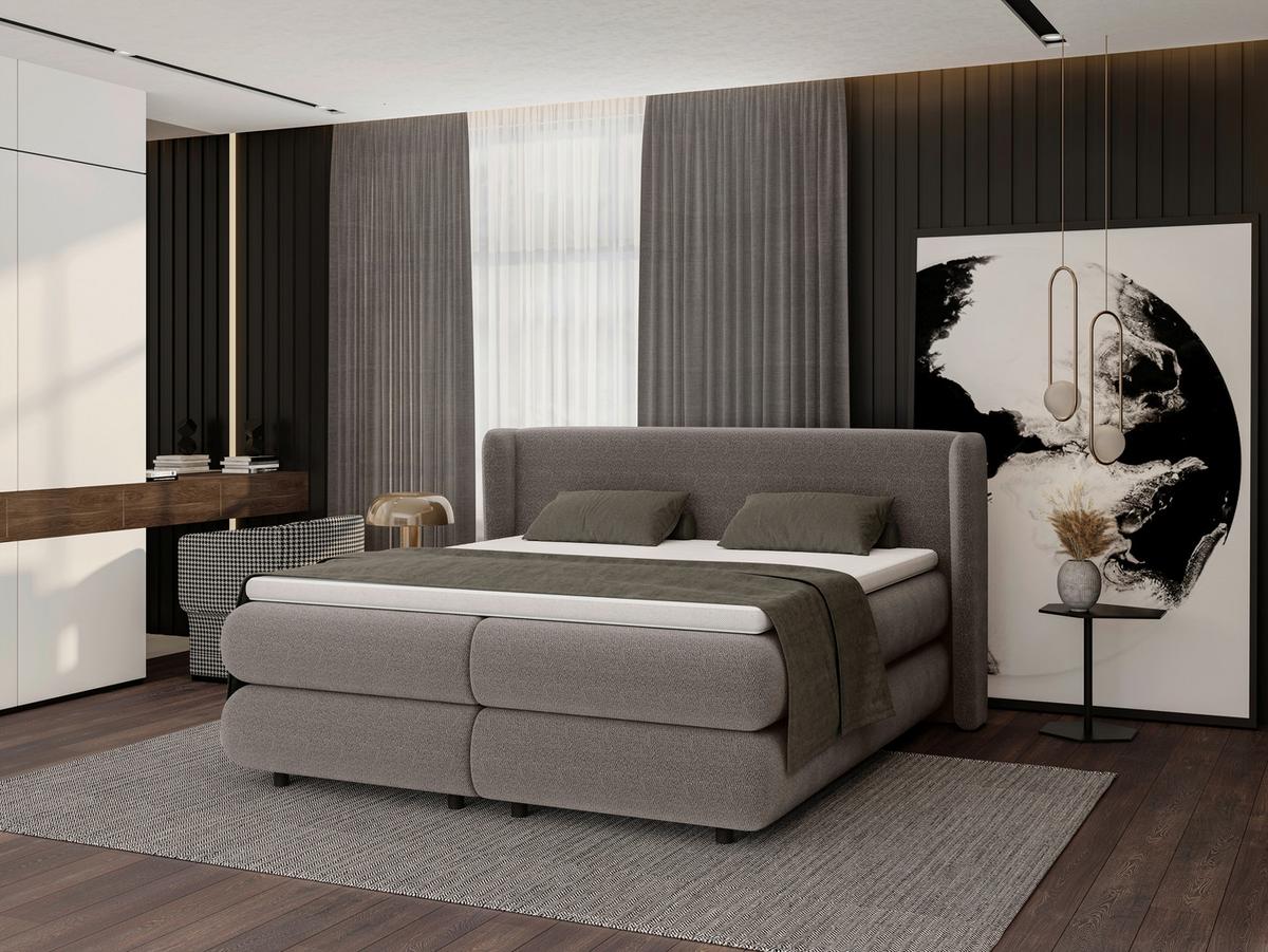 Boxspring Krevet Elodie - crna/taupe, Konvencionalno, tekstil/plastika (160/200cm) - Premium Living