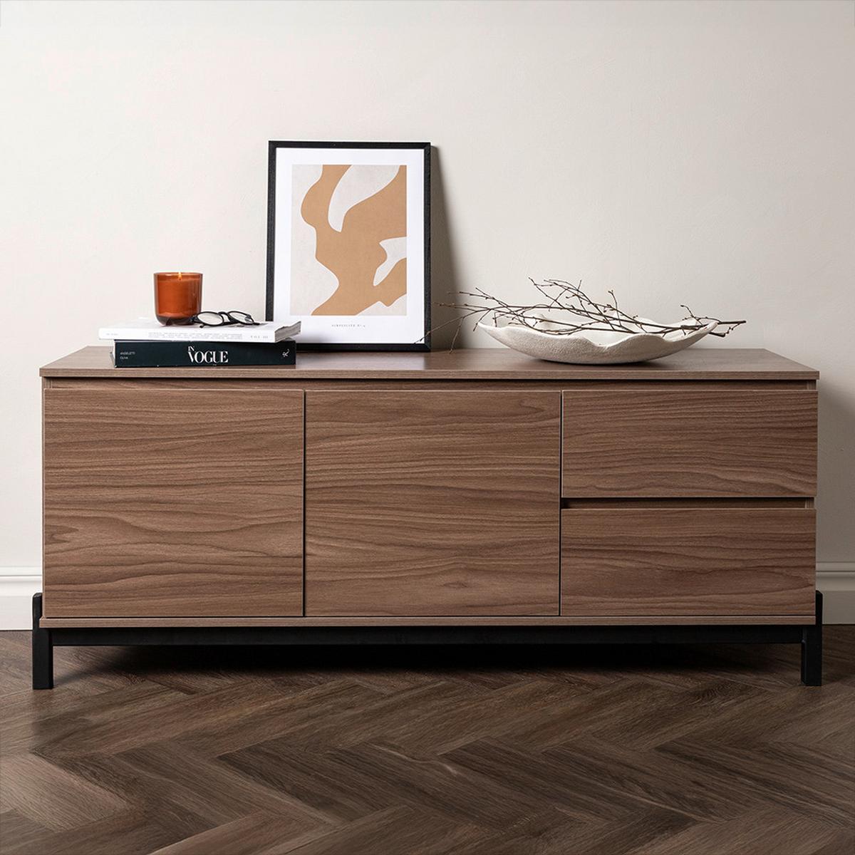 Sideboard Corpus Nussbaumfarben ca. 135x56x40cm - Nussbaumfarben/Schwarz, Design, Holz/Holzwerkstoff (135/56/40cm) - Livetastic