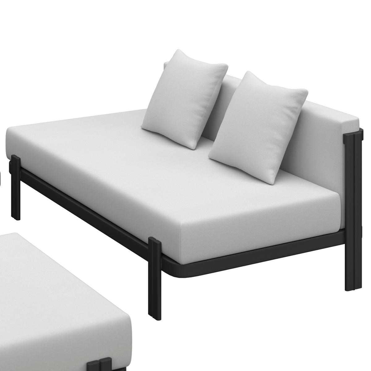 Loungegarnitur Cherry Hellgrau Outdoorstoff/Metall - Hellgrau/Schwarz, MODERN, Kunststoff/Textil (265/73,5/265cm) - Bessagi Garden