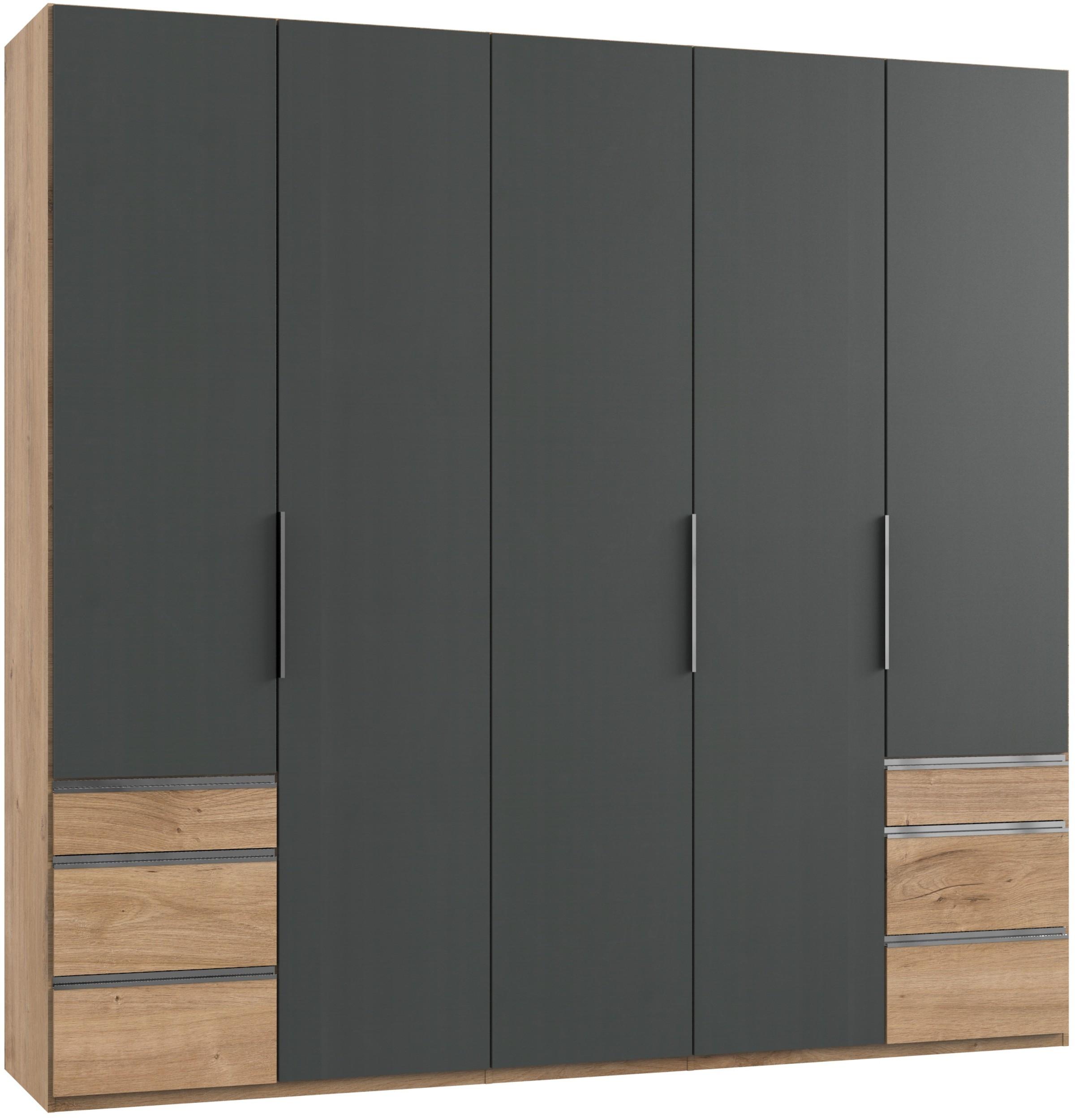 Drehtürenschrank 250cm Level, Graphit/Eiche Dekor - Chromfarben/Eichefarben, MODERN, Holzwerkstoff (250/236/58cm) - MID.YOU
