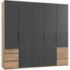 Drehtürenschrank 250cm Level, Graphit/Eiche Dekor - Chromfarben/Eichefarben, MODERN, Holzwerkstoff (250/236/58cm) - MID.YOU