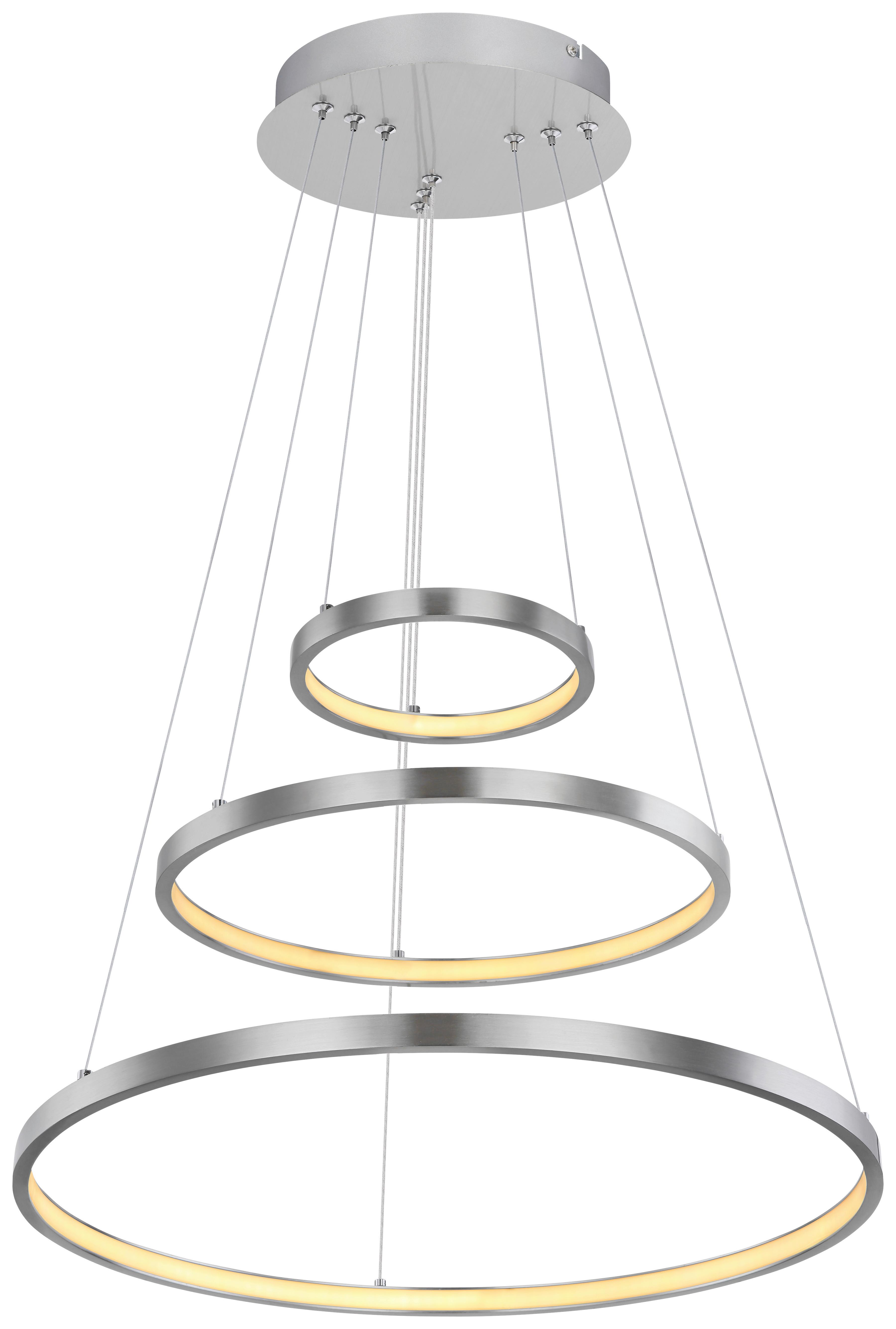 Viseča Led-svetilka Ralph, S Sijalko - barve niklja/opal, Basics, kovina/umetna masa (51/120cm) - Globo