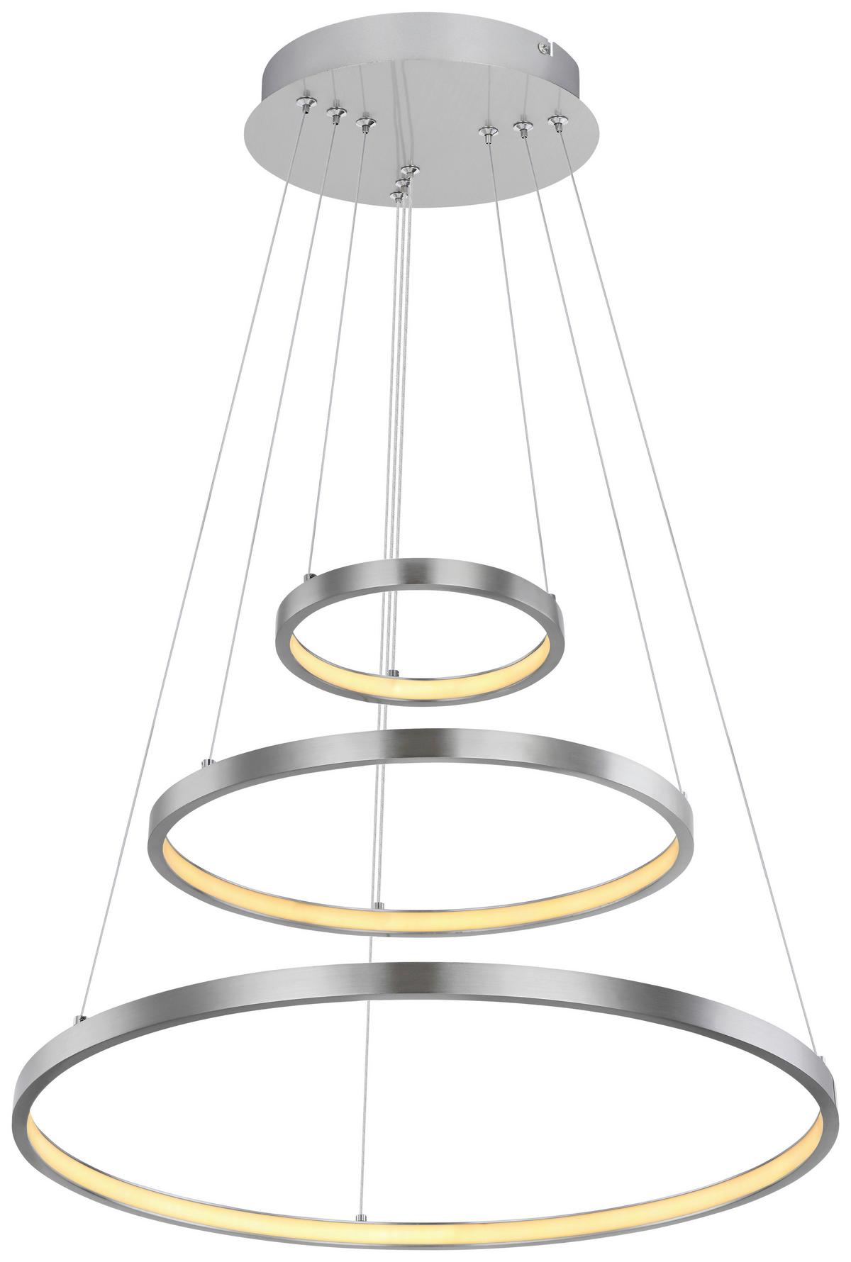 Viseča Led-svetilka Ralph, S Sijalko - barve niklja/opal, Basics, kovina/umetna masa (51/120cm) - Globo