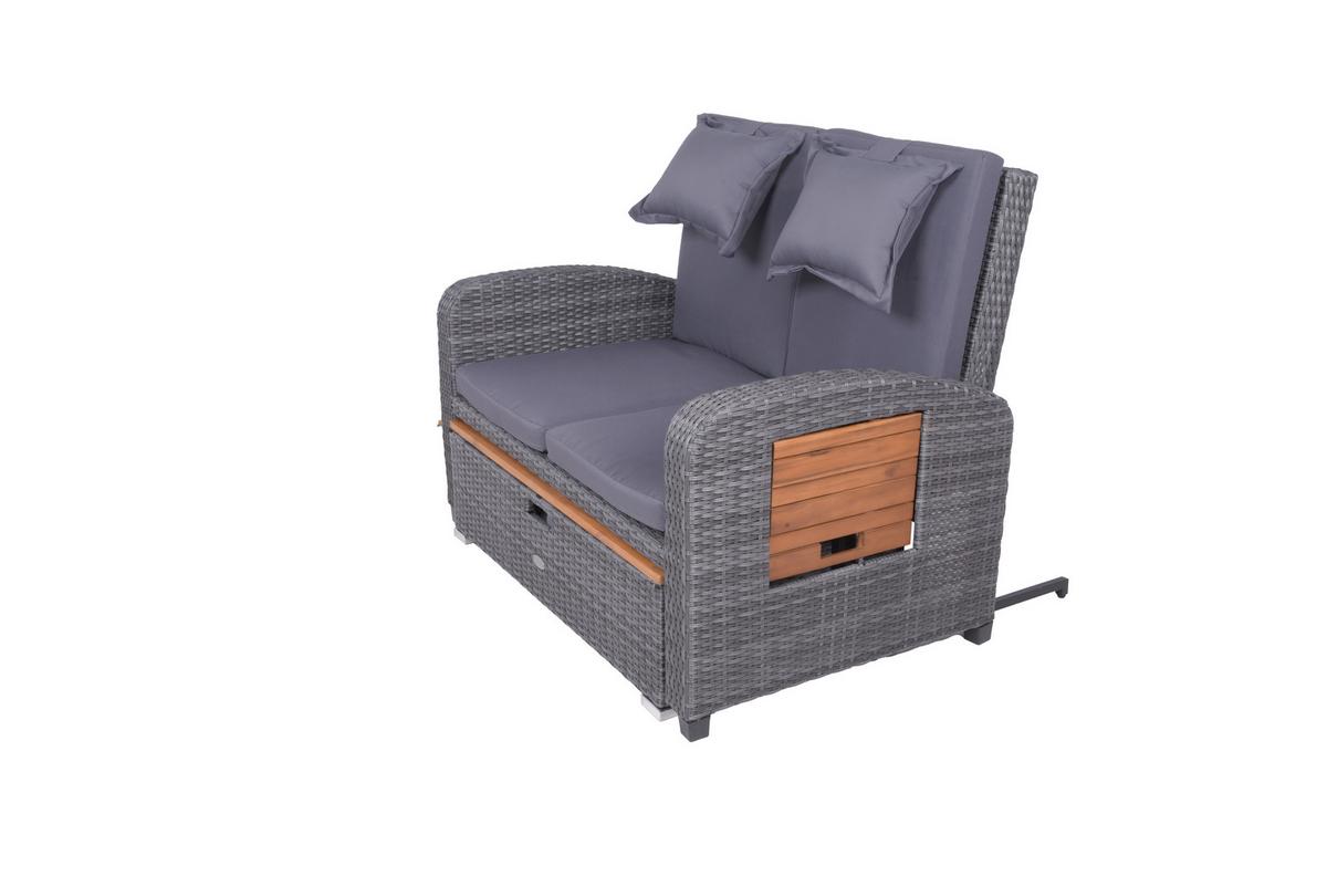 Loungegarnitur Bari ca. 116x95x118 cm Grau - Dunkelgrau/Anthrazit, Basics, Holz/Kunststoff (116/95/118cm) - Gardenson