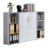 Aktenschrank Office Edition Sw Set 2 niedrig Grau/Weiß - Weiß Hochglanz/Grau, MODERN, Holzwerkstoff (173/114/33cm) - MID.YOU