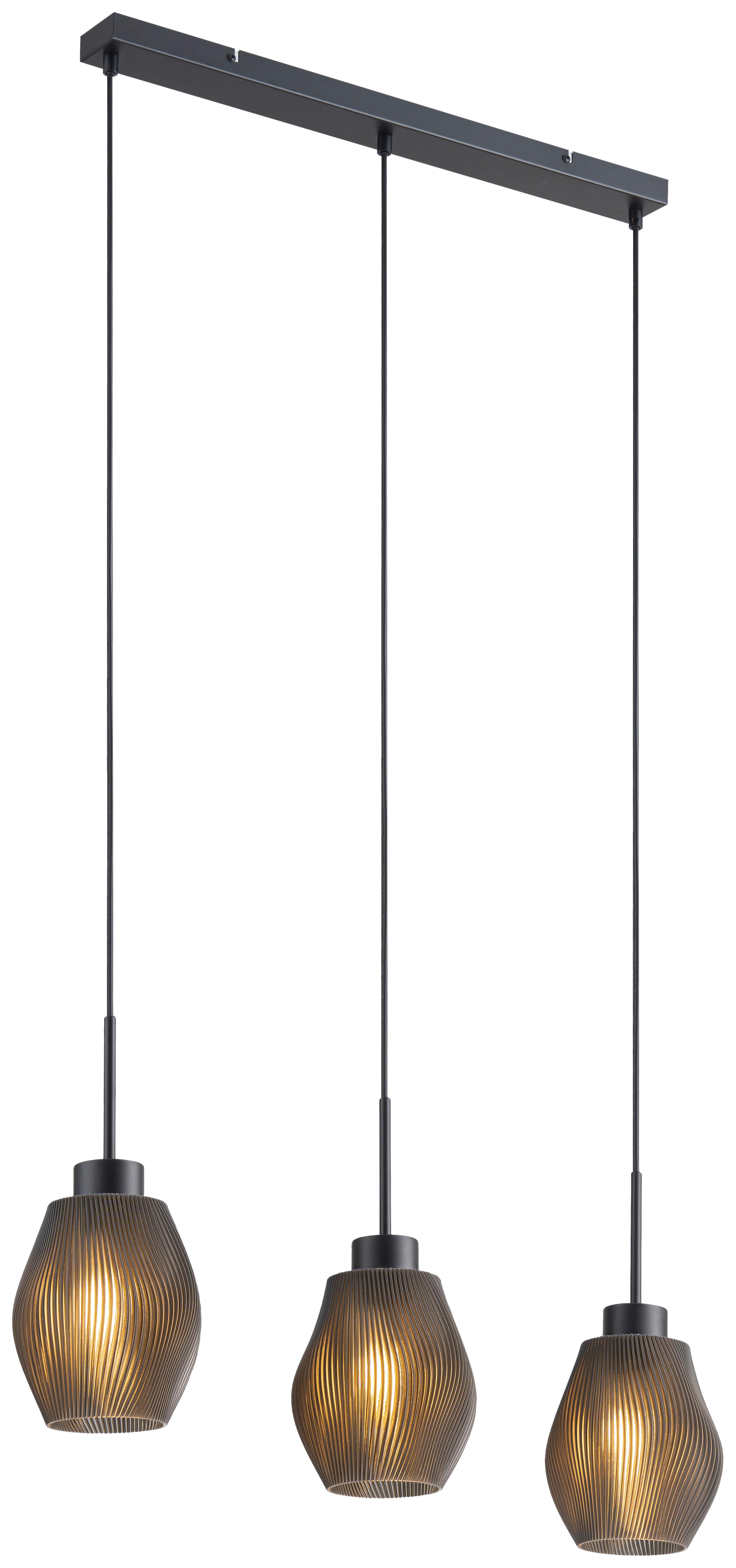 Viseča Svetilka Lasim - siva/črna, Moderno, kovina/umetna masa (70/14,5/120cm) - Premium Living