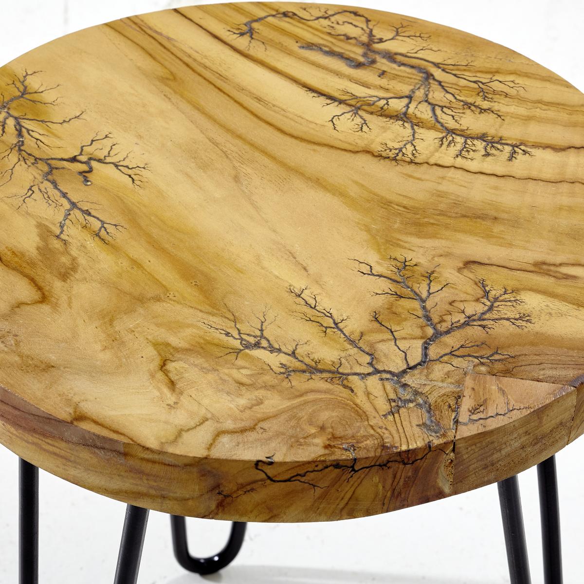 STOLIK BOCZNY ROCKY - czarny/kolor drewna tekowego, Lifestyle, metal/drewno (40/40/47cm) - Landscape