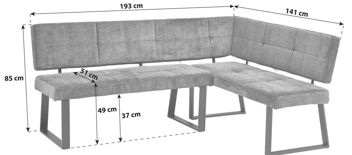 ŁAWKA NAROŻNA MAGNUS - ciemnoszary/czarny, Lifestyle, metal/tkanina (193/141cm) - MID.YOU