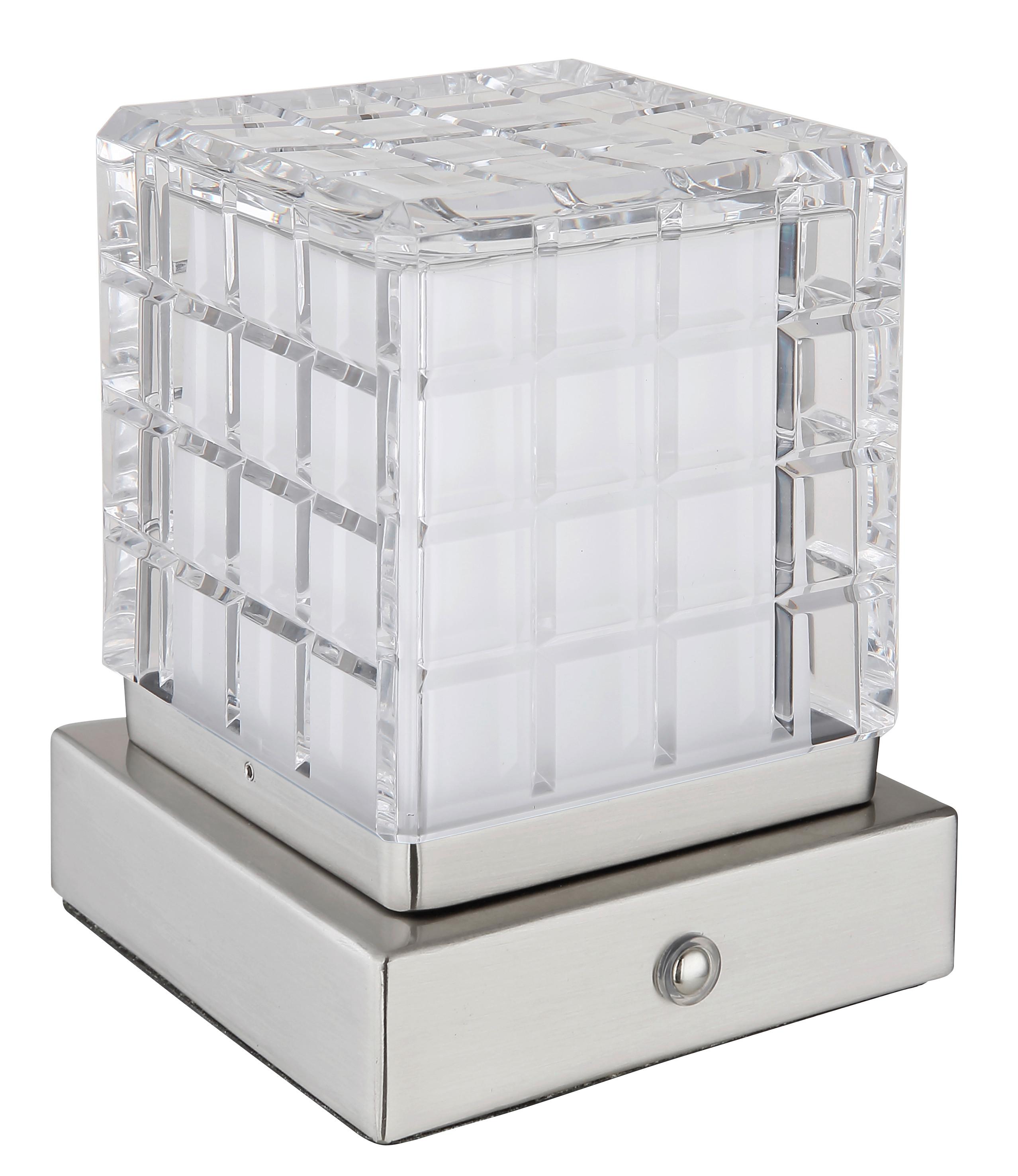 Namizna Svetilka Za Polnjenje 21009w - barve niklja/bela, Trend, kovina/umetna masa (10/10/10cm) - Globo