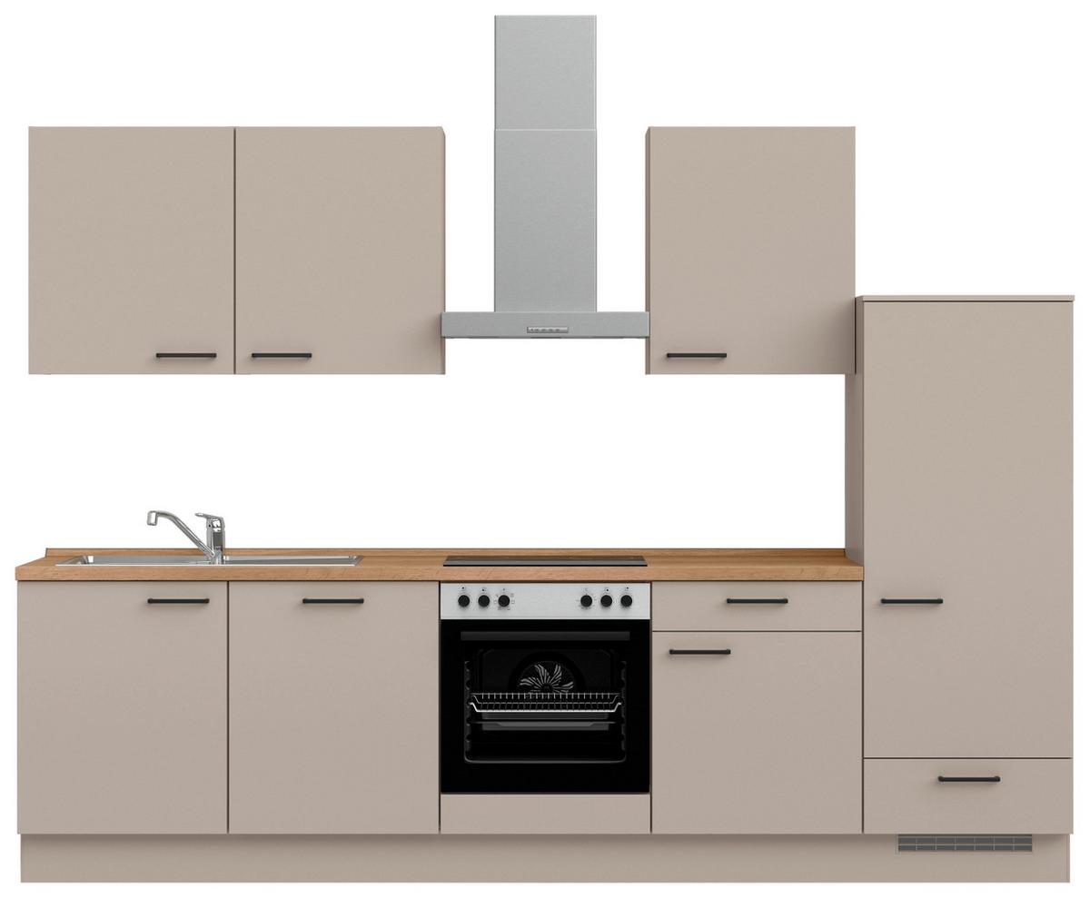 Küchenleerblock Easytouch Low o. Geräte Sandfarben - Sandfarben/Eichefarben, MODERN, Holzwerkstoff/Metall (300cm) - Nobilia