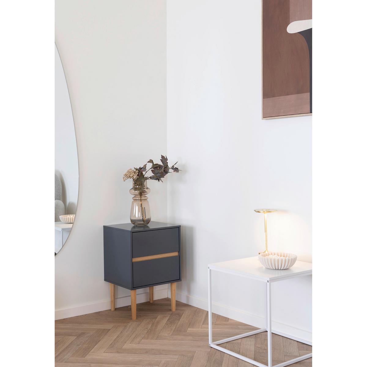 Beistelltisch Bisley Dunkelgrau - Dunkelgrau/Naturfarben, Basics, Holz (40/35/55cm)