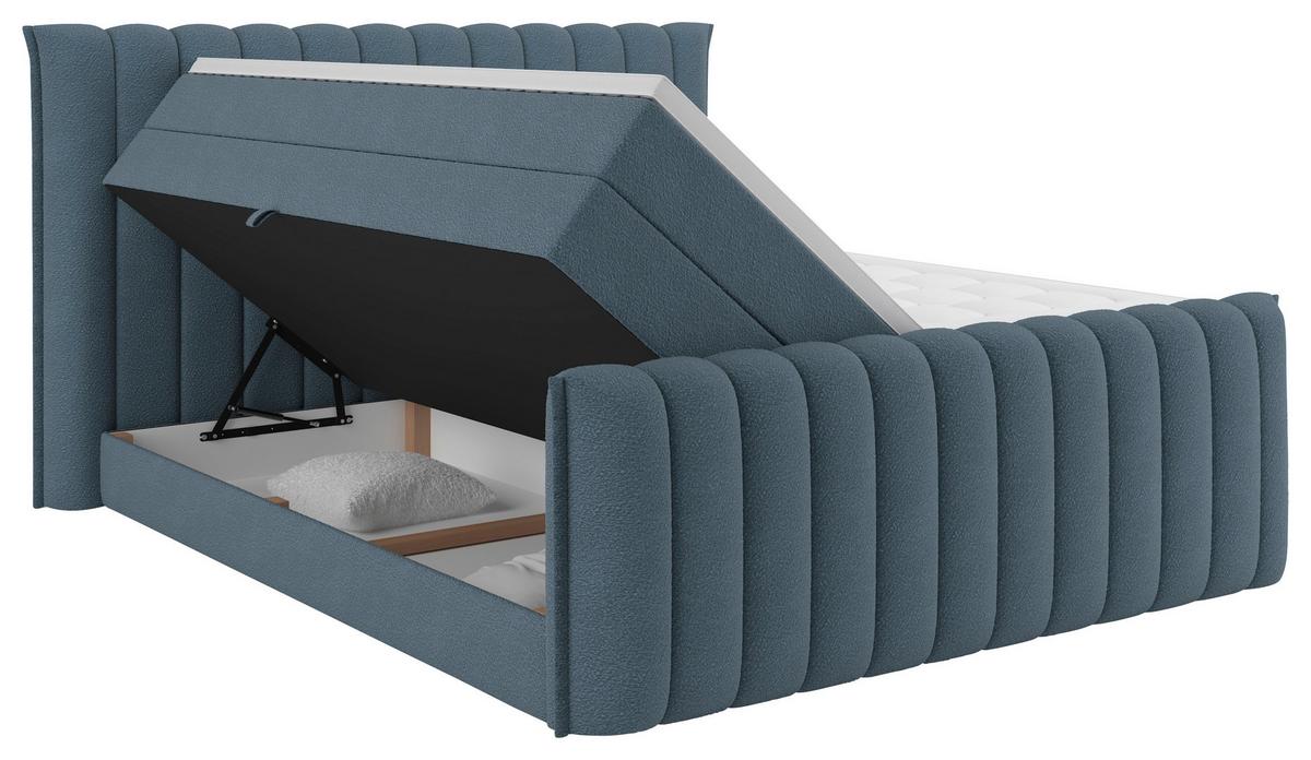 PAT BOXSPRING LINA - albastru, Konventionell, plastic/lemn (200/200cm) - Premium Living