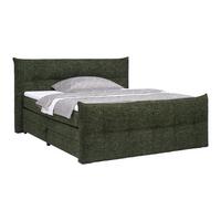 Boxspringbett Liverpool 3 Olivgrün ca. 180x200cm - Schwarz/Olivgrün, Konventionell, Holzwerkstoff/Kunststoff (180/200cm) - Premium Living