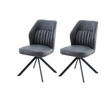 STUHL-SET PRIZZI S 2ER-SET - Anthrazit/Schwarz, MODERN, Textil/Metall (51/92/65cm) - MID.YOU