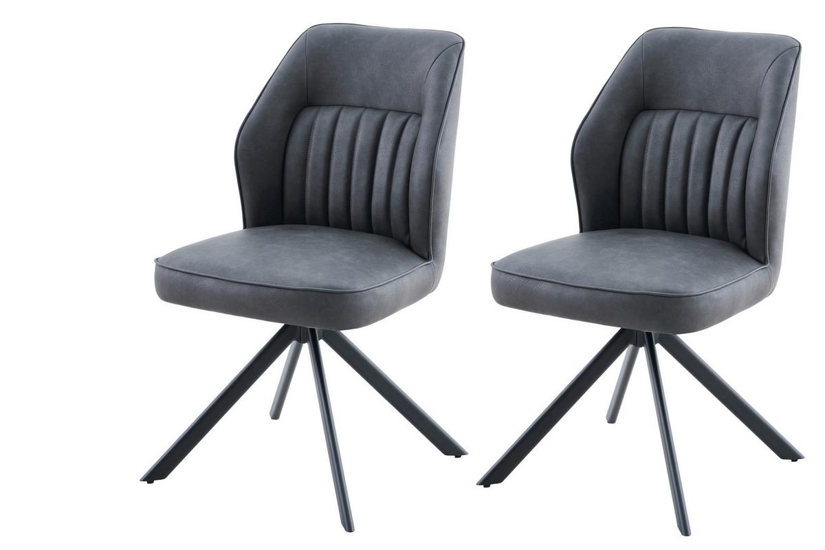 STUHL-SET PRIZZI S 2ER-SET - Anthrazit/Schwarz, MODERN, Textil/Metall (51/92/65cm) - MID.YOU