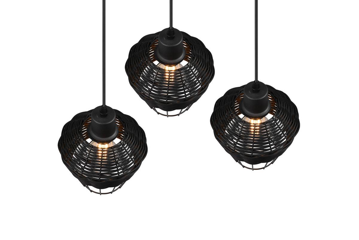 Pendelleuchte Borka Schwarz max. 40 Watt - Schwarz, ROMANTIK / LANDHAUS, Holz/Metall (41/150cm)