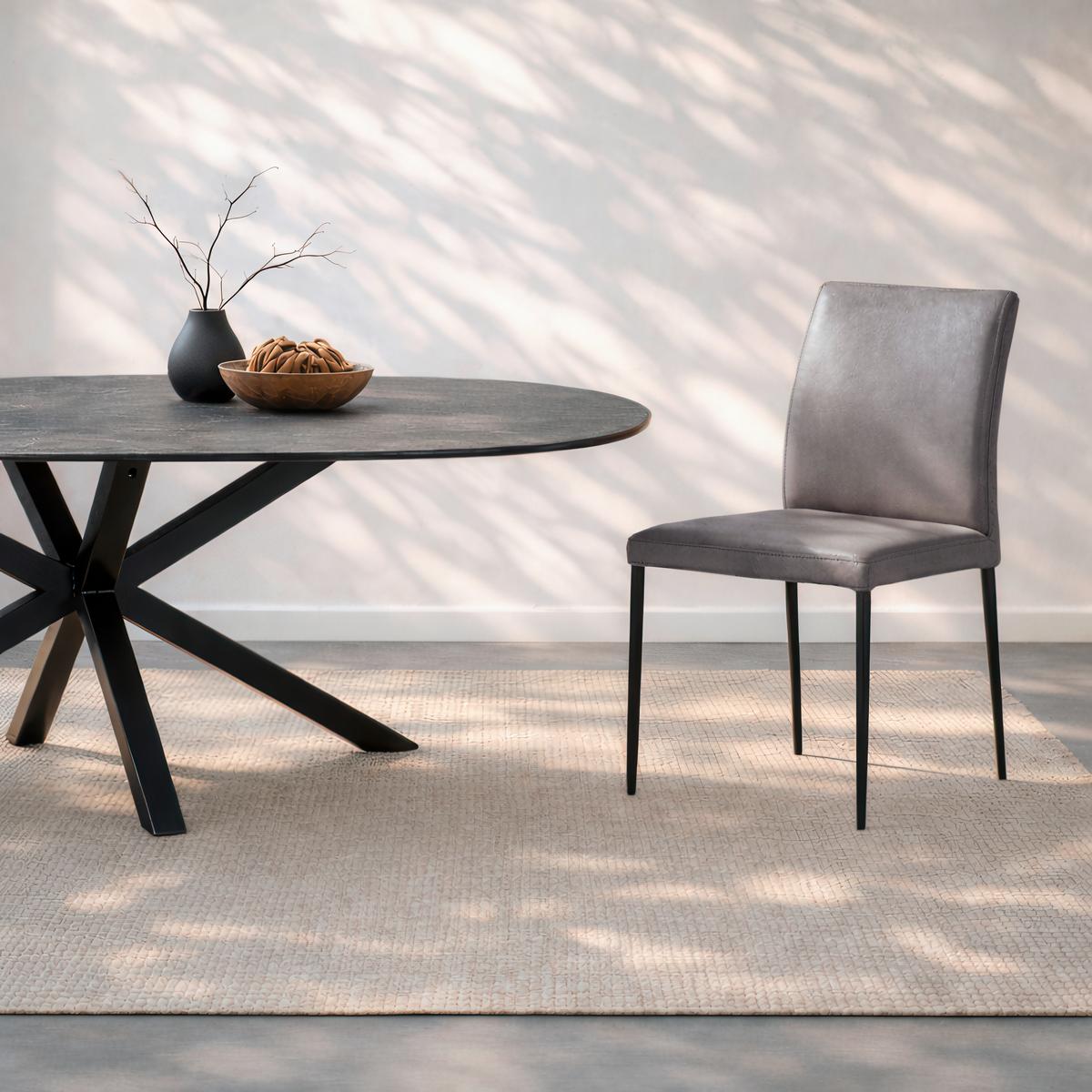 KRZESŁO ANGELO -EXKLUSIV- - czarny/brązowy, Design, skóra/metal (46/87/58cm) - Johann Jakob