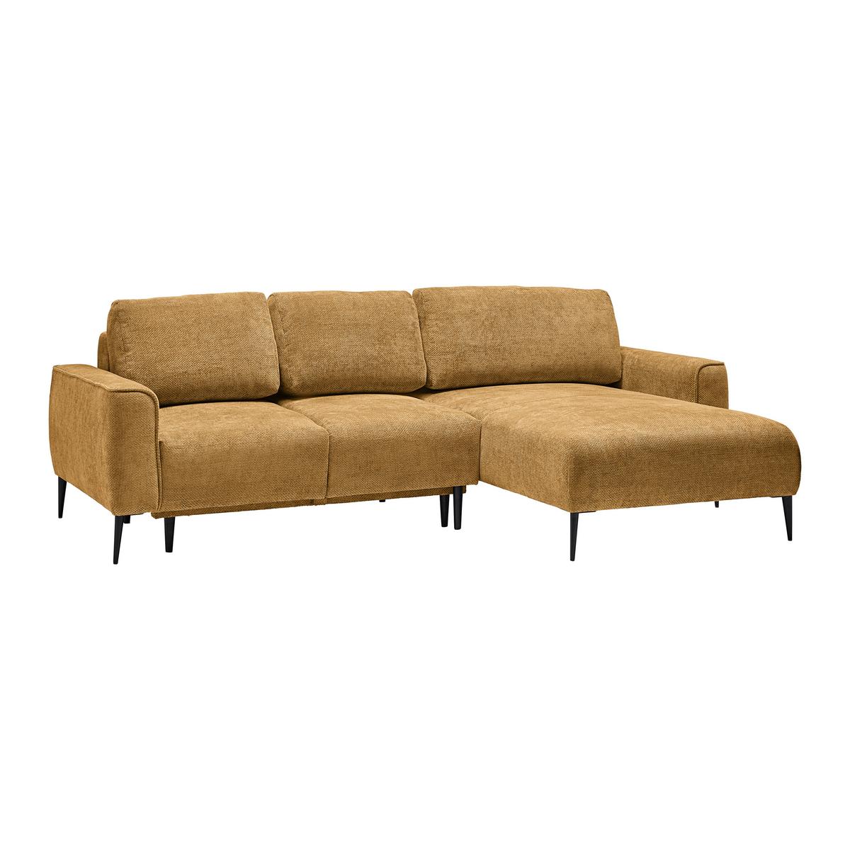 Ecksofa Custom Bernsteinfarben - Bernsteinfarben/Schwarz, MODERN, Textil/Metall (255/164cm) - Mömax