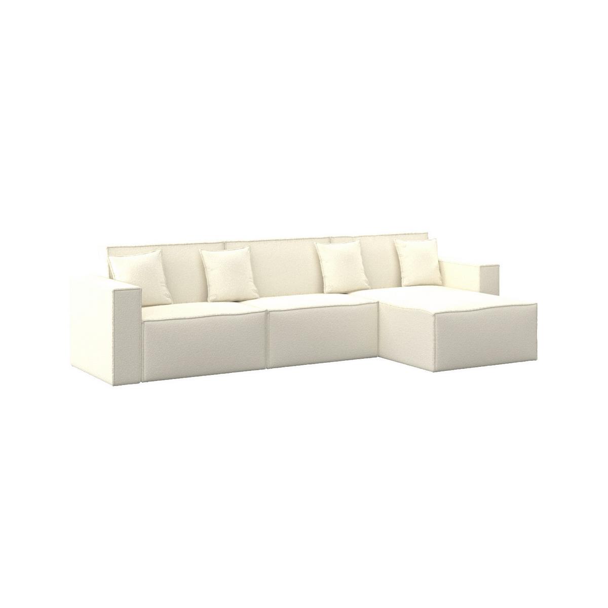 Wohnlandschaft Milo Bouclé Weiß - Schwarz/Naturfarben, MODERN, Holz/Holzwerkstoff (310/83/148cm) - Bessagi Home