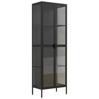 Vitrina Floka Xxl, Črna - črna/prosojno, Design, kovina/steklo (60/180/35cm) - MID.YOU