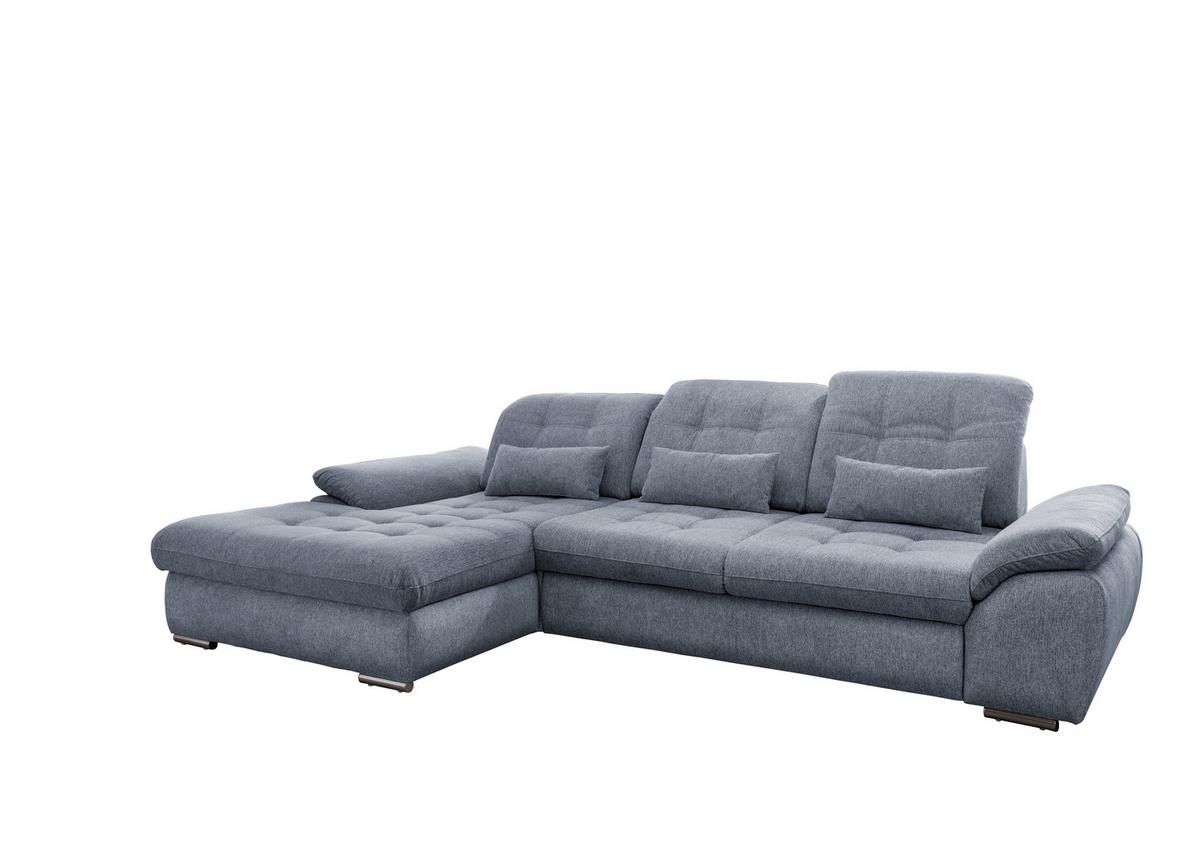 Ecksofa Rigatti mit Bettkasten ca. 184x314 cm Hellblau - Chromfarben/Anthrazit, MODERN, Textil/Metall (184/314cm) - Livetastic