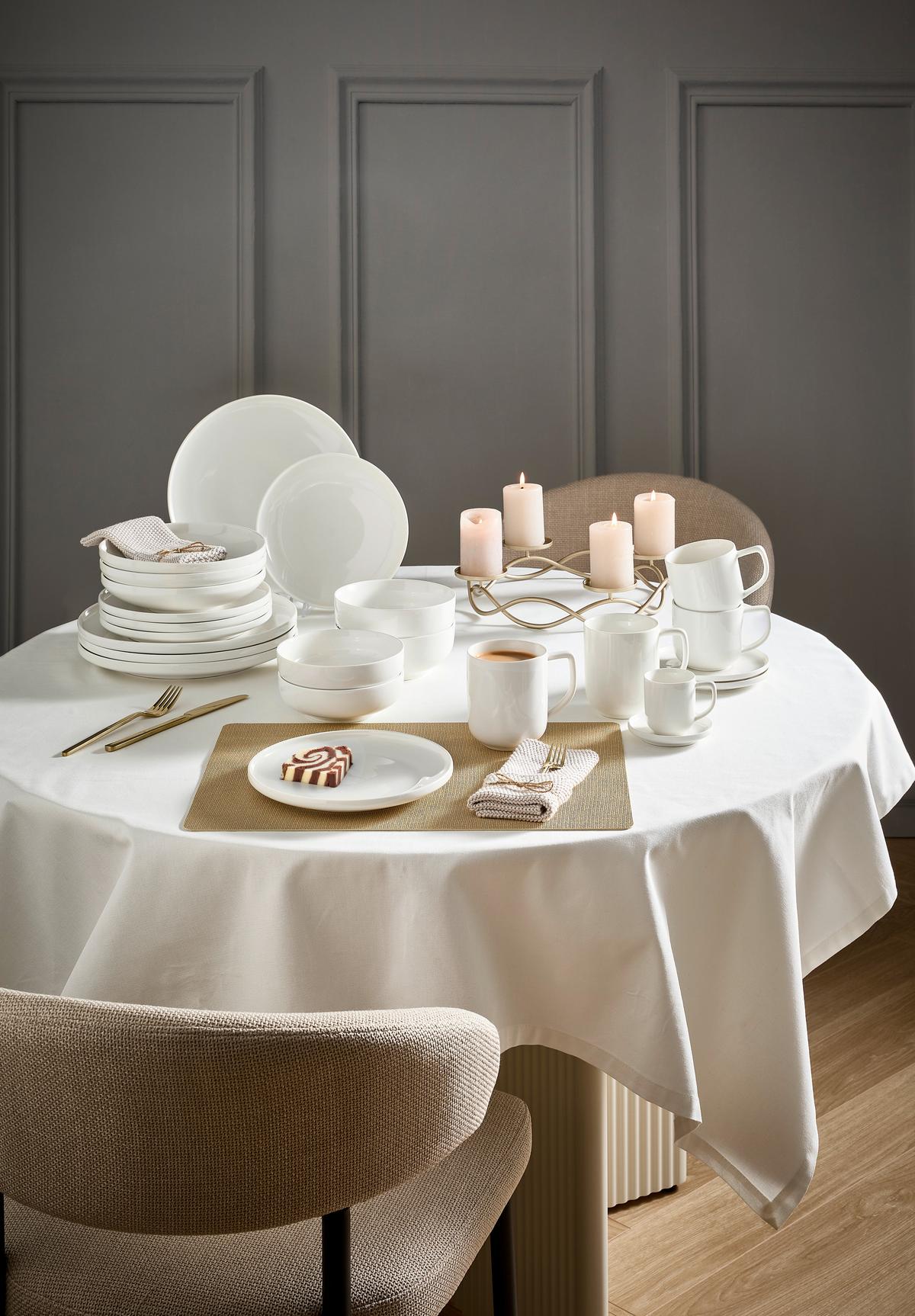 SERWIS OBIADOWO-ŚNIADANIOWY 26245 - biały, Design, ceramika - Novel