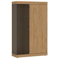 Vitrina Aretta - boje hrasta/crna, Moderno, staklo/drvni materijal (100/166,6/41,8cm) - Modern Living