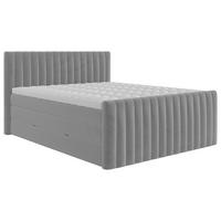 Boxspringbett In Dunkelgrau Ca. 180x200cm - Dunkelgrau/Schwarz, Konventionell, Holzwerkstoff/Kunststoff (180/200cm) - Premium Living